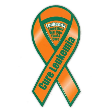 Magnetic Bumper Sticker - Cure Leukemia Support Ribbon - Awareness Magnet - 3.75