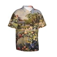 thumbnail image 2 of Daiia American Flag Rose Garden Hawaiian Shirt for Men Gentle Cotton Regular Short Sleeve Casual-Small, 2 of 9