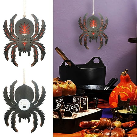 

Halloween Decorations Clearance! Loopsun Halloween Wooden Crafts Luminous Wooden Spider Lighting Pendant Ghost Festival Atmosphere Window for Halloween Home Party House Supplies