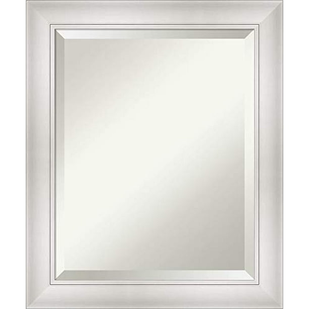 Framed Vanity Mirror Bathroom Mirrors For Wall Flair Polished Nickel Mounted Small 23 88 X 19 In Com Framed Vanity Mirror Bathroom Mirrors, Nickel Framed Vanity Mirror