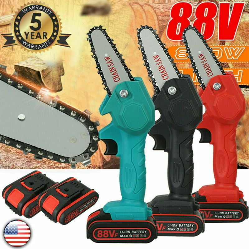 88V Cordless Electric Chain Saw Wood Cutter Mini OneHand Saw