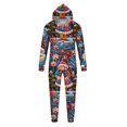 thumbnail image 2 of Odeerbi Christmas Onesie Pajamas for Family Holiday Sleep Jumpsuit Long Sleeve Family Christmas Pajamas Matching Sets Dad Fashion Printed Hooded Jumpsuit Sleepwear PJs Set Blue, 2 of 5