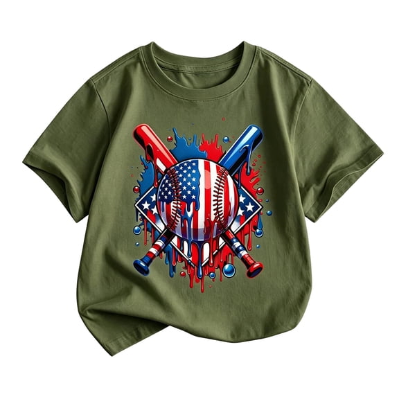 Kiijoy Toddler Boys Graphic Baseball T-Shirt Casual Short Sleeve T Shirt Tee, Sizes 2-3