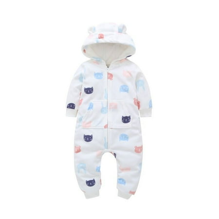 

Yubatuo Romper Long-sleeved Fleece Baby Clothes Romper Multicolor Baby Romper White 75