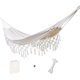 thumbnail image 1 of Hamaca doble para interiores y exteriores, hamaca portátil para acampar, hamaca grande de algodón suave para el hogar, terraza, jardín, porche, césped y jardín (blanco, carga: 226,8 kg) Afortunado Sencillez, 1 of 5