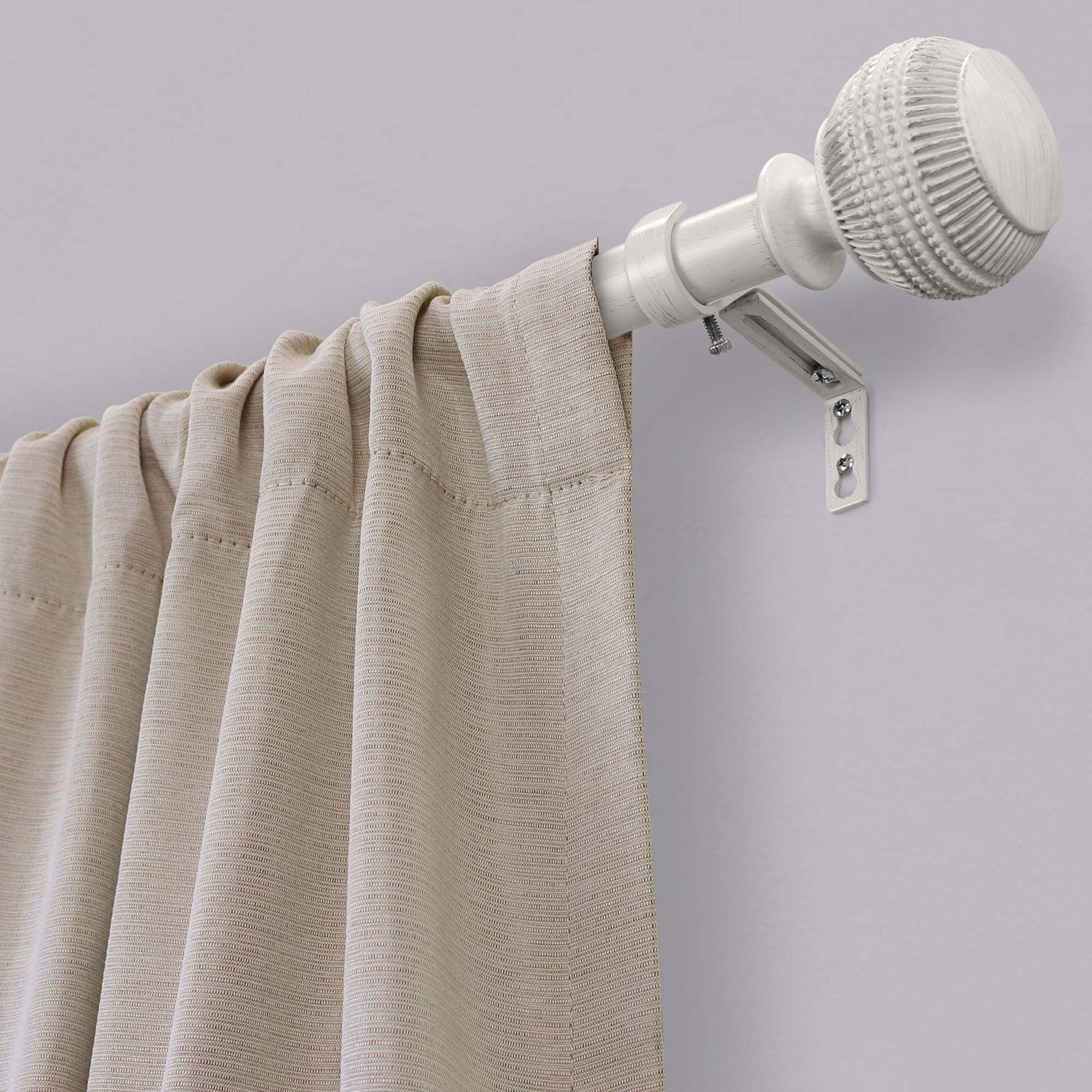 Better Homes & Gardens 1" Textured Knob Curtain Rod, 42-120", White