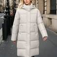 thumbnail image 7 of Breezora Women Stand Collar Long Puffer Jacket Baggy Down Coat With Side Pockets Knee Length Warm Outerwear L Size Beige, 7 of 7