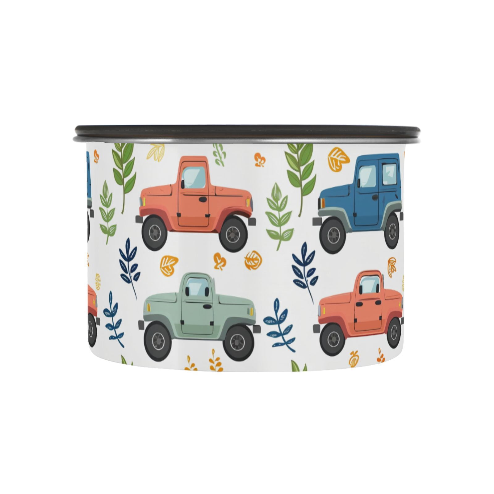 Colorful Truck Leaves Airtight Coffee Bean Canister 30oz Food Storage Containers with Lids For Gournd, Tea, Sugar, Flour, Rice, Cereal, Candy Cookie Jar