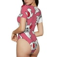thumbnail image 3 of Naloa French Bulldog Women's Short-Sleeved Onesie, One-Piece Swimsuit for Parties, dates, clubs - Small, 3 of 9