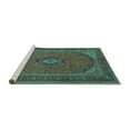 thumbnail image 2 of Ahgly Company Machine Washable Indoor Round Medallion Turquoise Blue Traditional Area Rugs, 4' Round, 2 of 4