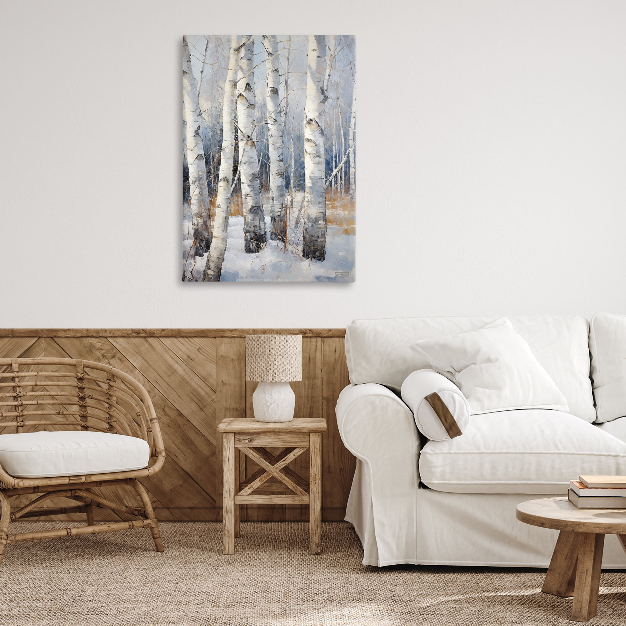 Stupell Industries Snowy Birch Forest Landscape Painting Gallery Wrapped Canvas Art Print Wall Art, 24 x 36