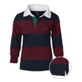 thumbnail image 2 of Boys Cotton Striped Long Sleeve Polo Rugby Shirt - Burgundy - Size 10, 2 of 3