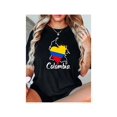 thumbnail image 1 of Women's 180g Cotton T-Shirt - Colombia Map & Flag Graphic Print, Soft Breathable Short Sleeve Round Neck Casual Top for Spring Summer Fall, Machine Washable Casual Attire, Ladies T Shirts, 1 of 7