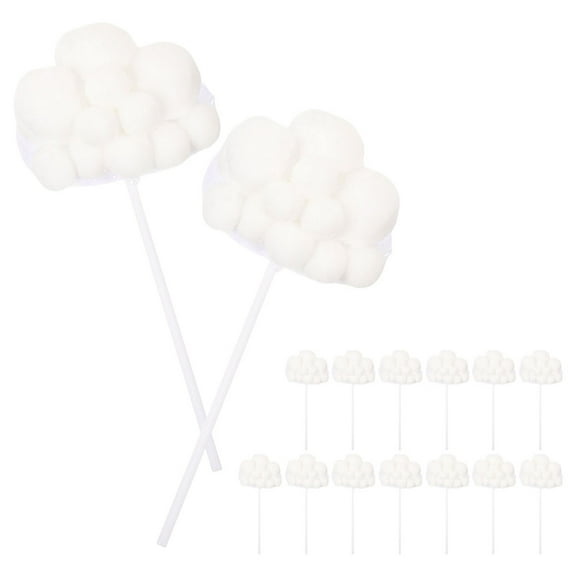 FUEENIRVA 15Pcs White Cloud Cupcake Toppers for Wedding and Birthday Party Cake Decoration