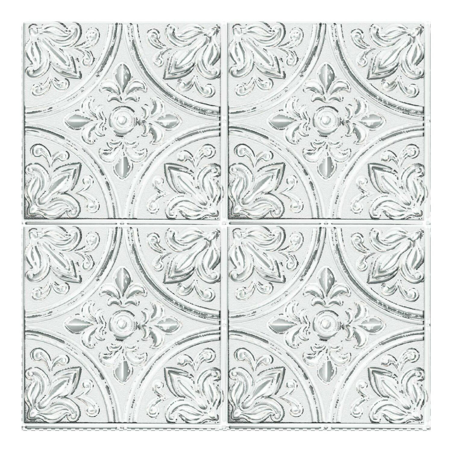 RoomMates White Tin Tile Backsplash 10.5 inch x 10.5 inch