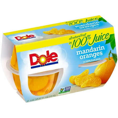 Dole Mandarin Oranges In 100% Fruit Juice, 4 Oz, 4 Count Box