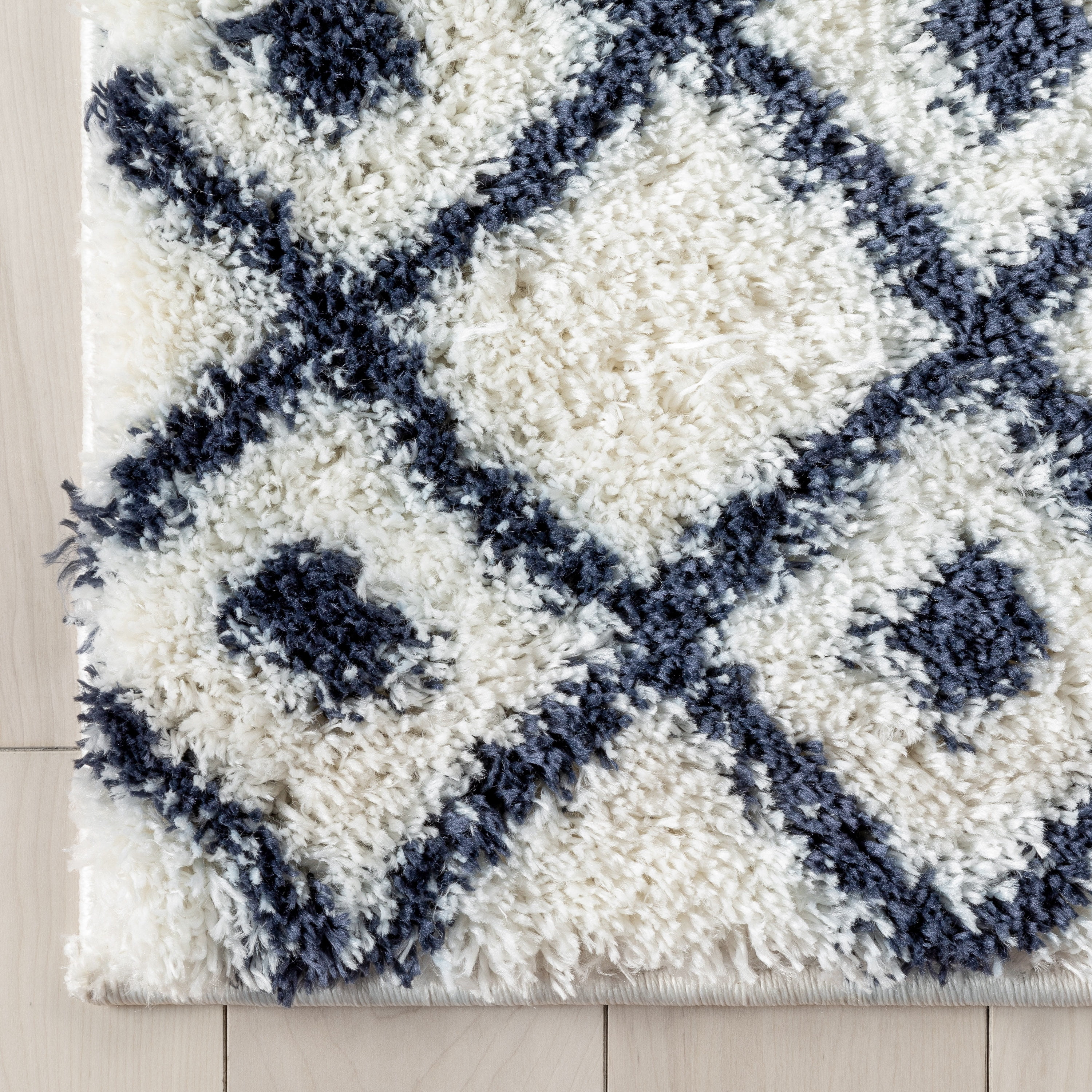 Well Woven Celeste Coimbra Modern Shag Moroccan Blue Thick 5'3" x 7'3" Area Rug