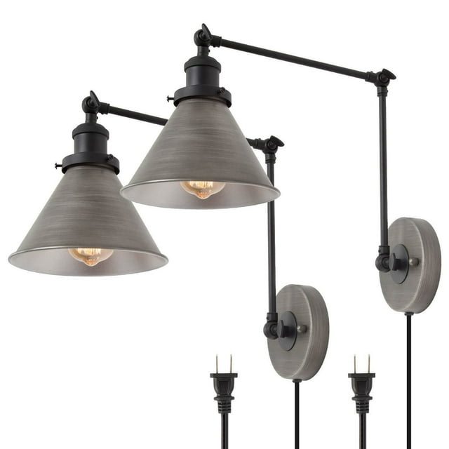 LNC Modern Gray Wall Sconce Lighting 2-Pack 2 Lights Hardwired Dimmable