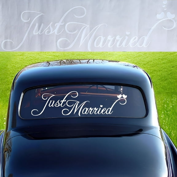CCOCC Just Married Letter Car Window Waterproof Sticker Decal Decor Wedding Supplies White One Size