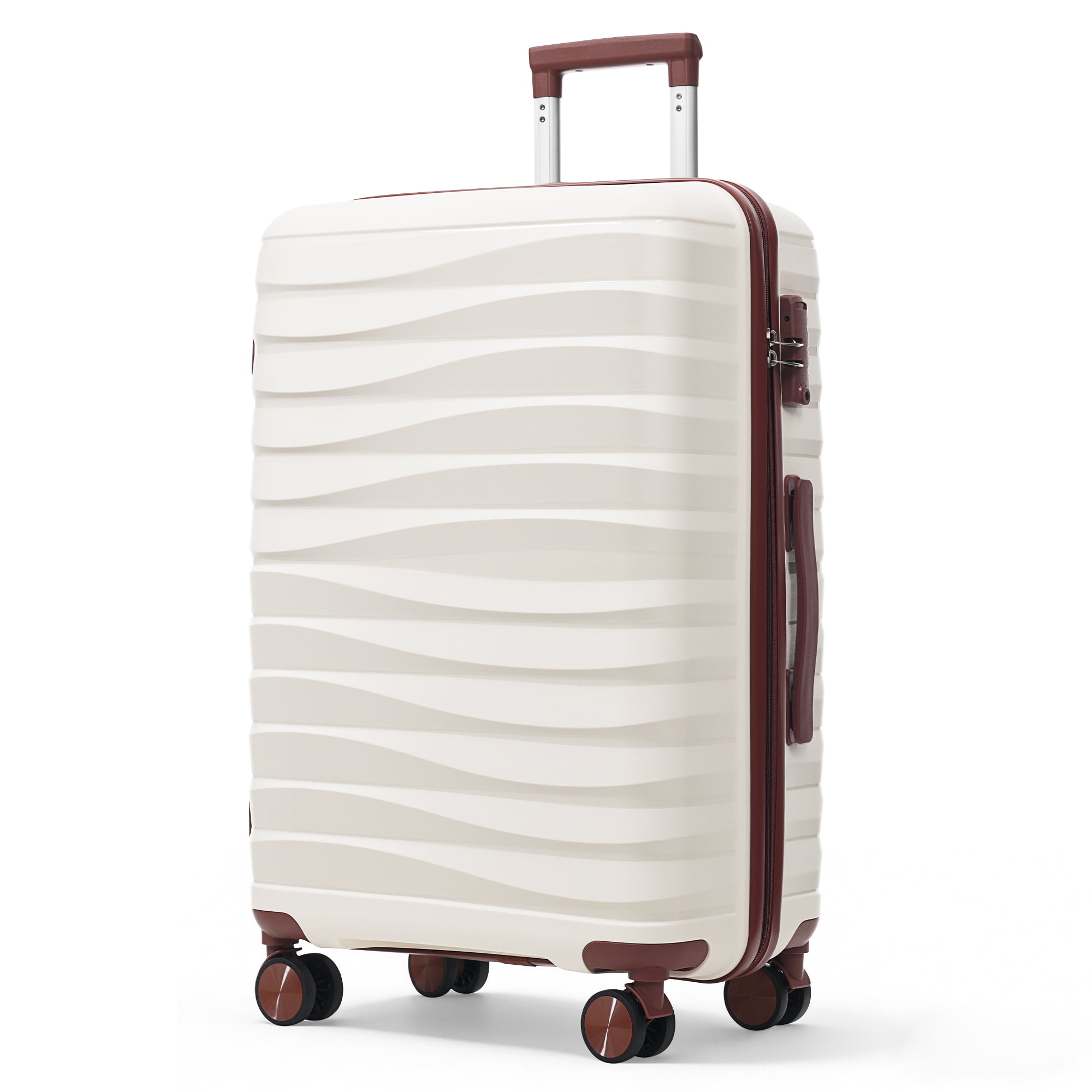Euroco Luggage Sets 3 Piece,PP Hardside Suitcase Set with TSA Lock & 360° Spinner Wheels,Lightweight Durable Carry on Luggage for Business Travel,Ivory(20"/24"/28")