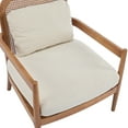 thumbnail image 4 of Christopher Knight Home Mid-Century Modern Accent Chairs, Wood Frame with Rattan Backrest, Ivory Stripe Cushions, Set of 2, 4 of 8