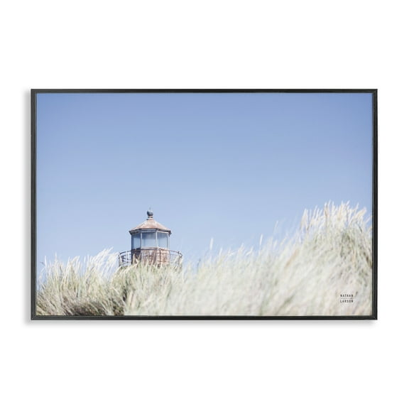 Stupell Industries Peering Over Lighthouse Landscape Photography Black Framed Art Print Wall Art, 18 x 12