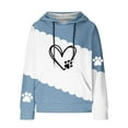 thumbnail image 4 of Hooded Sweatshirt for Womens Cute Dog Paw Heart Print Hoodies with Front Pocket Sweatshirts Color Matching Waffle Knitted Long Sleeve Hooded Sweatshirts, 4 of 4