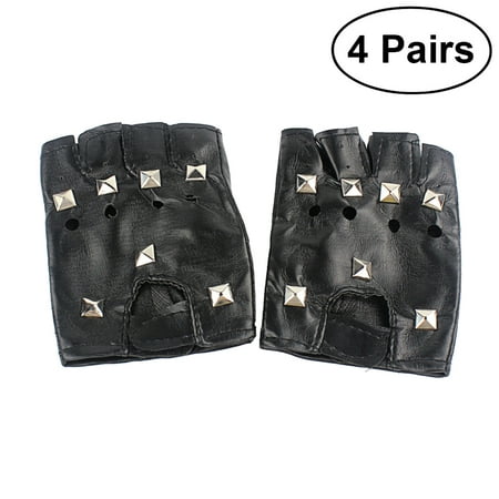 Womens Fingerless Leather Gloves Star Studded Dancing Driving Rock Punk Cool
