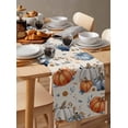 thumbnail image 6 of Blue White Pumpkins Burlap-Cotton Table Runner 108 Inches Long,Fall Thanksgiving Botanical Leaves Retro Beige Farmhouse Table Runners,Outdoor Dining Tablecloths for Baby Shower Party Wedding 13x108, 6 of 9