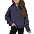 thumbnail image 3 of Quarter Zip Kids, Comdrip Half Zipper Collar Sweatshirt Hoodies Long Sleeve Cute Quarter Zip Hoodies Cute Clothes for Girls 10-12 Navy 160, 3 of 9