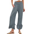 thumbnail image 2 of BLOCLOALO Baggy Pants Linen Pants Summer Women's Linen Pants Fashionable Double Layer High Waisted Wide Leg Pants Loose Pants Lounge Pants Pants with Pockets Dark Grey 3Xl, 2 of 7