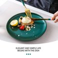 thumbnail image 4 of 1pc Coloured Ceramic Tableware Western Steak Plate Microwave Oven Available Ceramic Food Plate Round Shape (Dark Green 8 Inches), 4 of 9