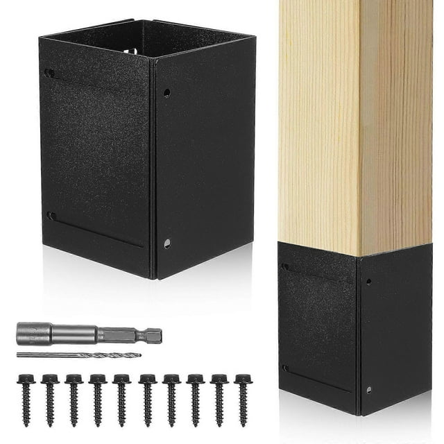 1 Set Fence Post Protector Adjustable Metal Post Protector Kit For Wooden Mailboxes And Fences Protects From Rain And Damage