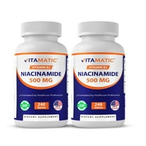 Vitamatic Niacinamide 500 mg 240 Tablets - Flush Free Vitamin B3 - Supports Energy Production- 2 Pack