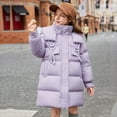 thumbnail image 7 of Kids Girls Down Coats Toddler Parka Puffer Jacket with Hood Winter Warm Long Jacket Teenage Snowsuit Warm Thick Coats Purple 13-14Years, 7 of 7