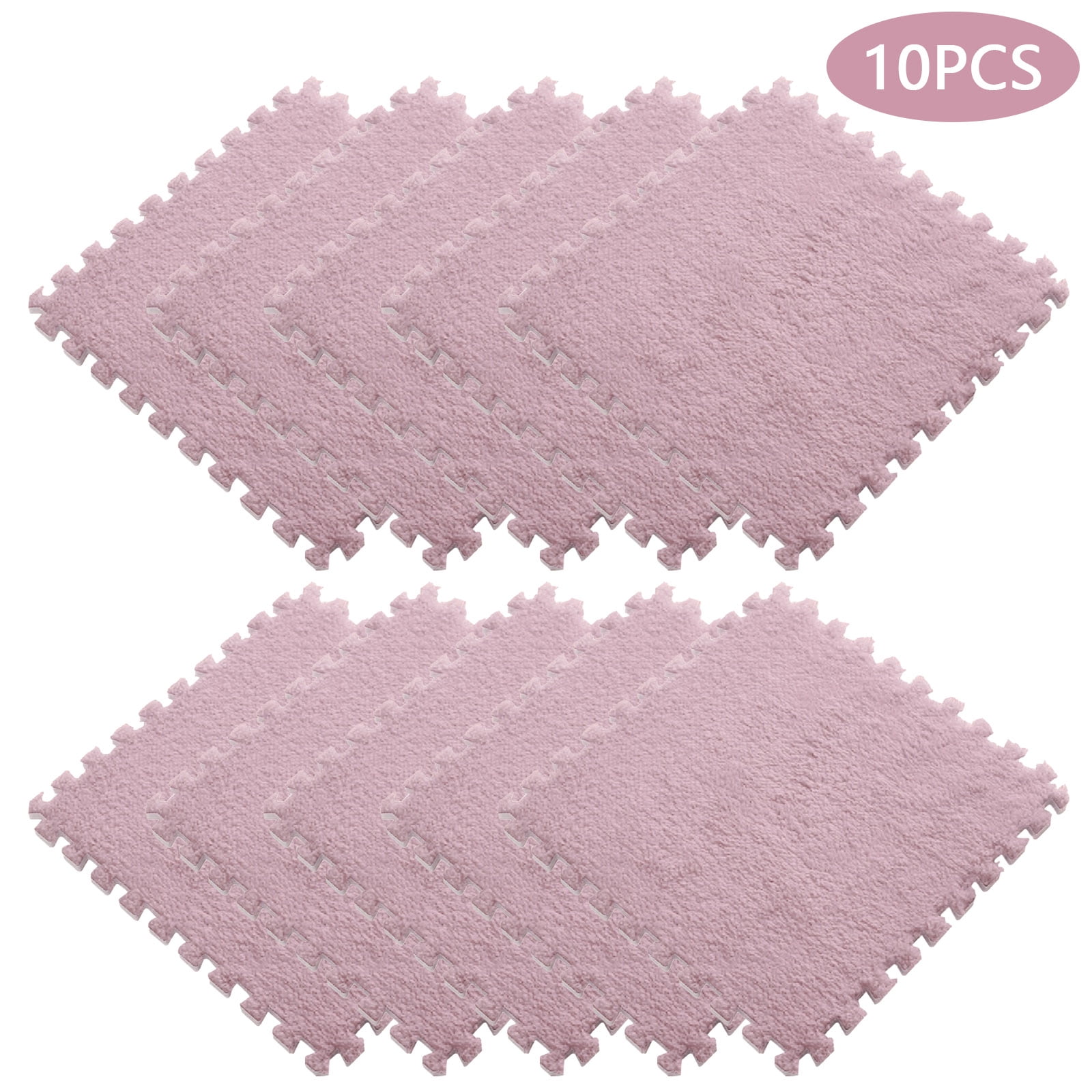 CARPETBOX - Large 16 Piece Square Plush Puzzle Foam Floor Mat Thickened Interlocking Carpet Tiles with Padding for Toddler Baby Playroom - Anti Slip