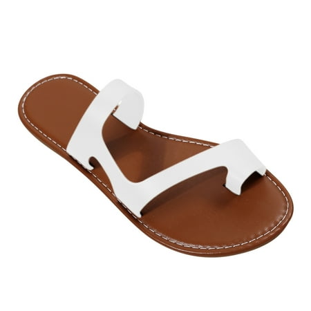 

Summer Saving Clearance! Kukoosong Flat Sandals for Women New Summer Flat Shoes Casual Slip-Toe Womens Sandals Clip Toe Slippers Women s Sandals White 41