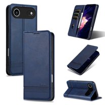 For iPhone Air Case Premium PU Leather Simple Wallet Case TPU Bumper Card Slots Kickstand Magnetic Closure Shockproof Flip Cover,blue,For iPhone Air