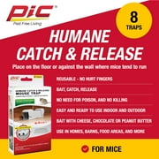 PIC Humane Catch and Release Mouse Traps, 7.5 x 0.75 inches, 2 Count, 4 Pack
