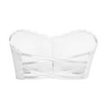 thumbnail image 5 of khonts,Women's Wireless Strapless Bras Front Hook Closure Non- Padded Bandeau Criss Cross Back Bralette Comfort Wavy Edge Tube Top White L, 5 of 5