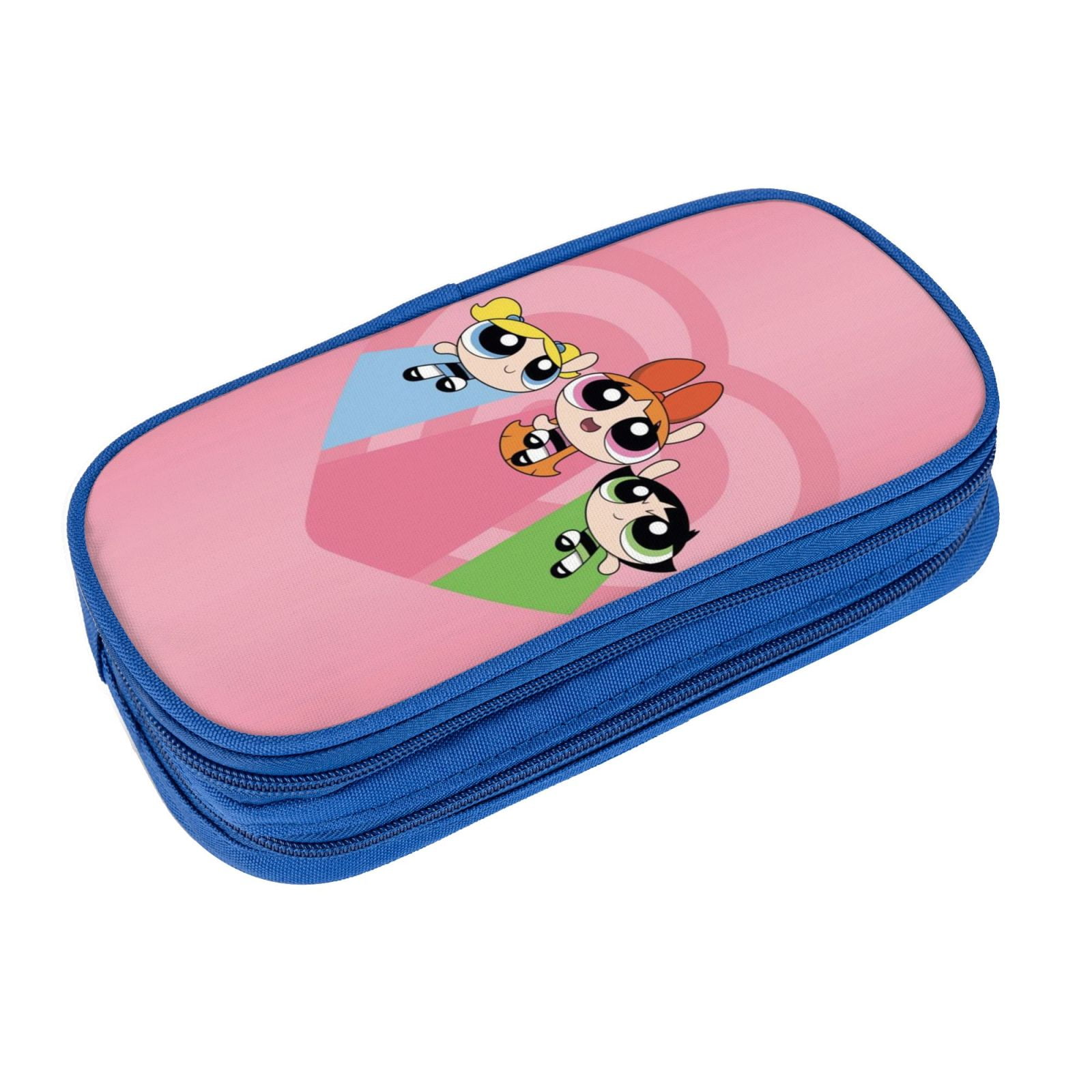 The Powerpuff Gi-rls Pencil Case Large Capacity Pencil Pouch Penbag Office Stationery Organizer Travel Makeup Bag Blue