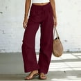 thumbnail image 4 of Neewe Women's Wide Leg Pants High Waist Ruffle Hem Casual Loose Long Trousers Solid Color Daily Lounge, 4 of 5