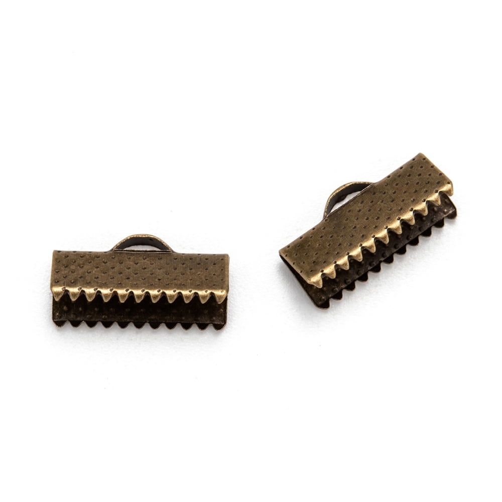 Iron Ribbon Crimp Ends Nickel Free Bronze Color 8mm long 16mm wide hole: 1mm