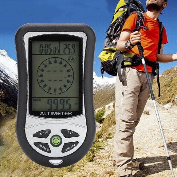 Tebru Electronic Compass, Compass Navigation,Black Multi-function Digital Altimeter Barometer Compass Weather Forecast For Outdoor Hiking