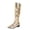 Gold, variant on DeHolifer Women Knee High Boots Square Toe Pull On Long Boots Suede Slouch Low Heel Dress Boots Pleated Knee High Tall Boots