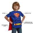 thumbnail image 6 of Superman Costume Boy's Blue Crew Neck Short Sleeve Cosplay T-shirt With Detachable Cape-18, 6 of 6