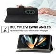 thumbnail image 4 of SaniMore for Samsung Galaxy Z Fold 3 Magnetic Flip Wallet Case with Cross Body Strap, PU Leather Case with Card Slot & Multi-Angle Kickstand Shockproof Protective Case for Girls Ladies, Black, 4 of 8