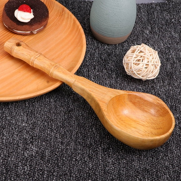 MERRYHAPY Handmade Serving Spoons Bamboo Spoon Heat Resistant Kitchen Utensil for Family 1Set