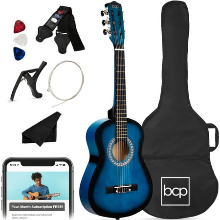 Best Choice Products Walmart Exclusive 38in Beginner Acoustic Guitar Starter Kit w/ Gig Bag  Strap  Extra Strings - Walmart Blue