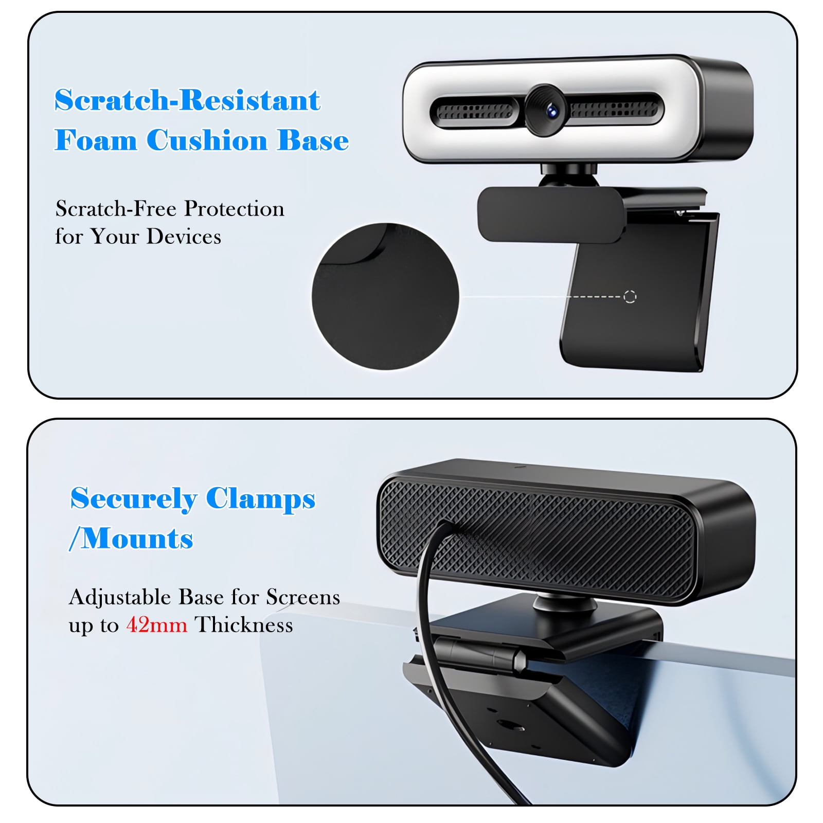 RONY 1080P Autofocus Webcam with Ring Light, Plug & Play Computer Camera with Microphone for PC Laptop Video Streaming